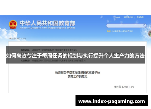 如何高效专注于每周任务的规划与执行提升个人生产力的方法