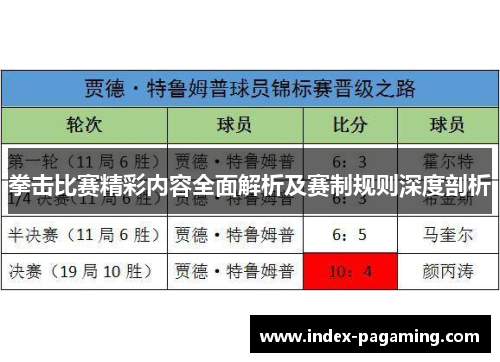 拳击比赛精彩内容全面解析及赛制规则深度剖析 拳击比赛精彩内容全面解析及赛制规则深度剖析